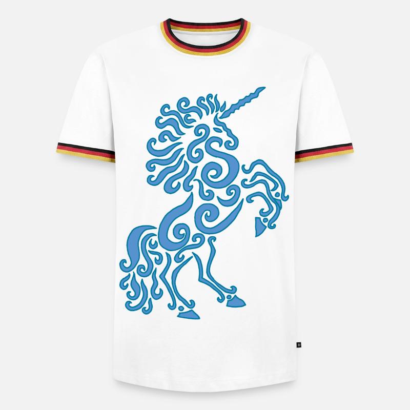 Blaues Einhorn Pferd - Männer Kontrast-T-Shirt - Weiß/Dreifarbig