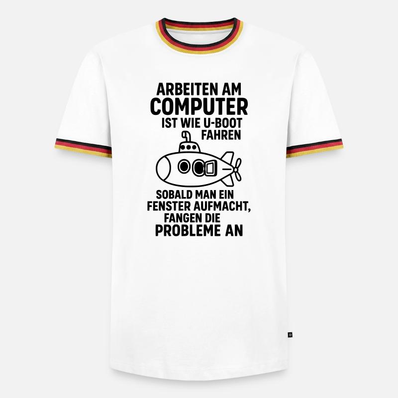 Computer Joke Problems Open Window Submarine - Men's Ringer Shirt - white/tricolour