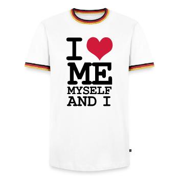 I Love Me Myself and I - Humor - Men's Ringer Shirt - white/tricolour - Front - AI Model Female 172 light (172cm) & AI Model Male 185 light (185cm)