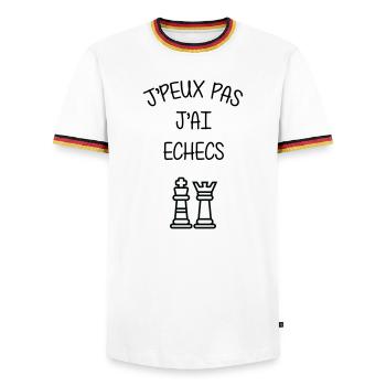 I Can't I Have Chess Humor Club - Men's Ringer Shirt - white/tricolour - Front - AI Model Female 172 light (172cm) & AI Model Male 185 light (185cm)