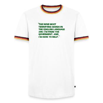 Affiche de citation verte sur le gouvernement - T-shirt contrasté Homme - blanc/tricolore - Devant - AI Model Female 172 light (172cm) & AI Model Male 185 light (185cm)