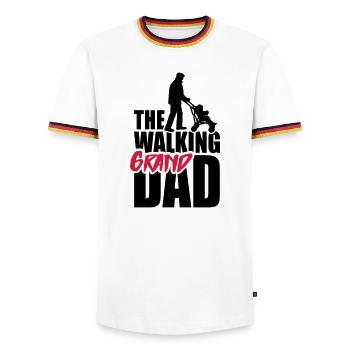 The walking (grand) dad - grandad - Men's Ringer Shirt - white/tricolour - Front - AI Model Female 172 light (172cm) & AI Model Male 185 light (185cm)