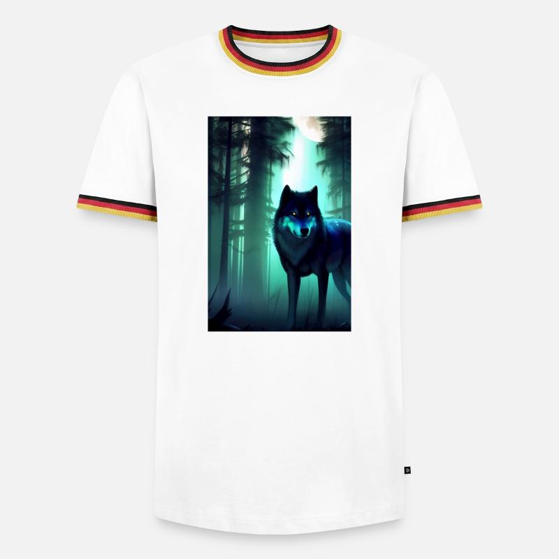 Wolf im Wald - Männer Kontrast-T-Shirt - Weiß/Dreifarbig