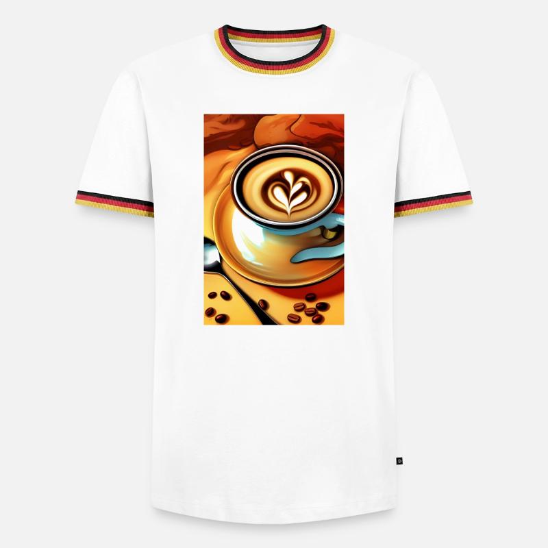 Kaffee, Kaffeebohnen - Männer Kontrast-T-Shirt - Weiß/Dreifarbig