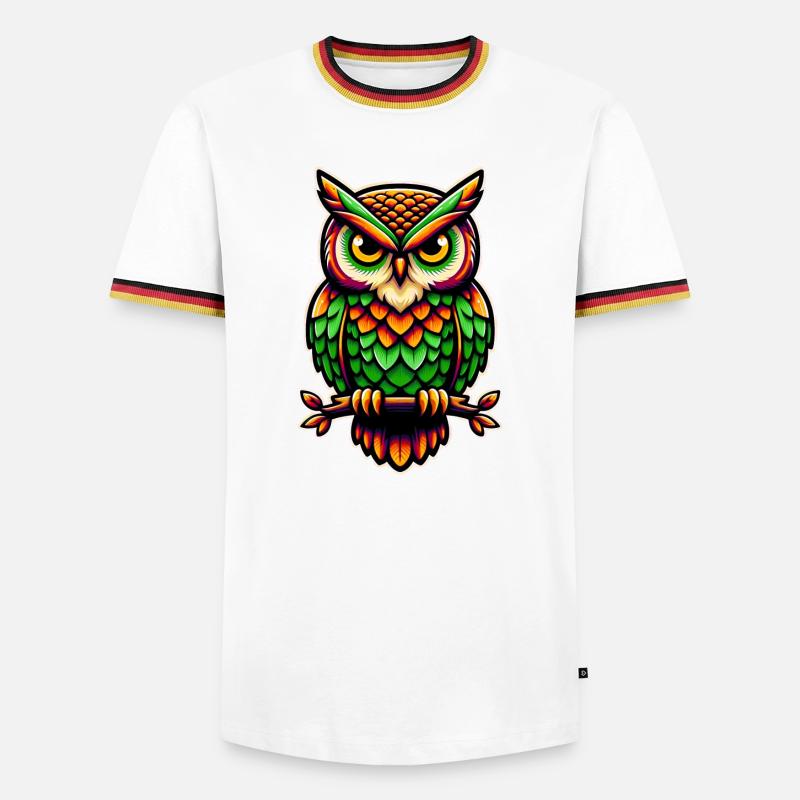 Eule - Männer Kontrast-T-Shirt - Weiß/Dreifarbig