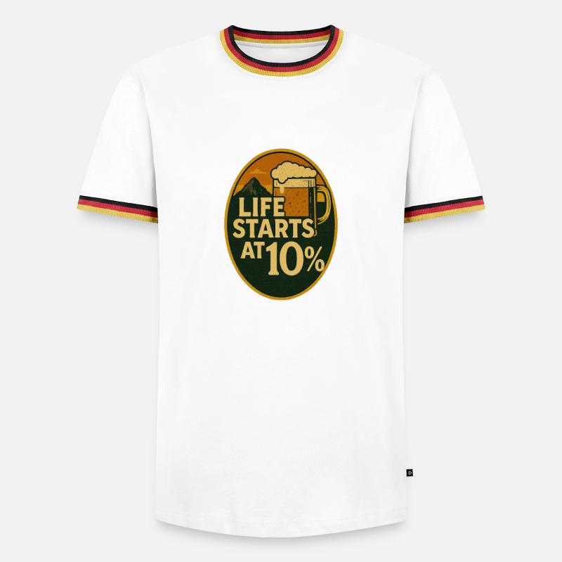 Das Leben beginnt bei 10% - Männer Kontrast-T-Shirt - Weiß/Dreifarbig