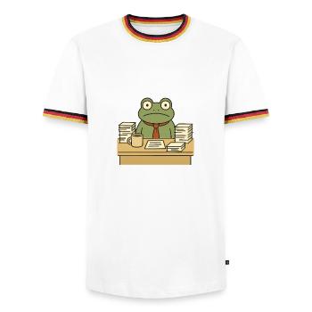 Business Frog - Men's Ringer Shirt - white/tricolour - Front - AI Model Female 172 light (172cm) & AI Model Male 185 light (185cm)