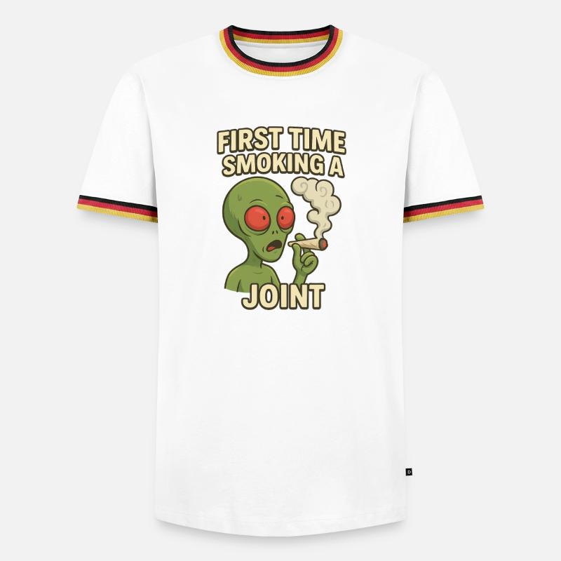 Alien First Joint Smoking - Men's Ringer Shirt - white/tricolour