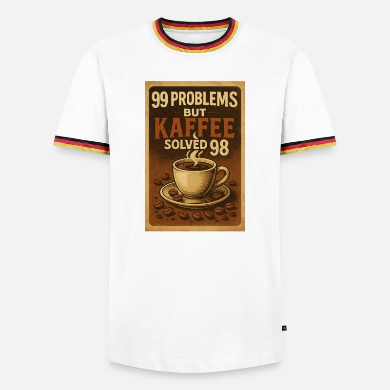 99 Problems – but Kaffee solved 98 - Männer Kontrast-T-Shirt - Weiß/Dreifarbig