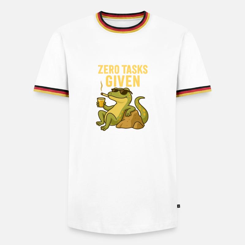 Zero Tasks Given – Gecko Edition - Männer Kontrast-T-Shirt - Weiß/Dreifarbig