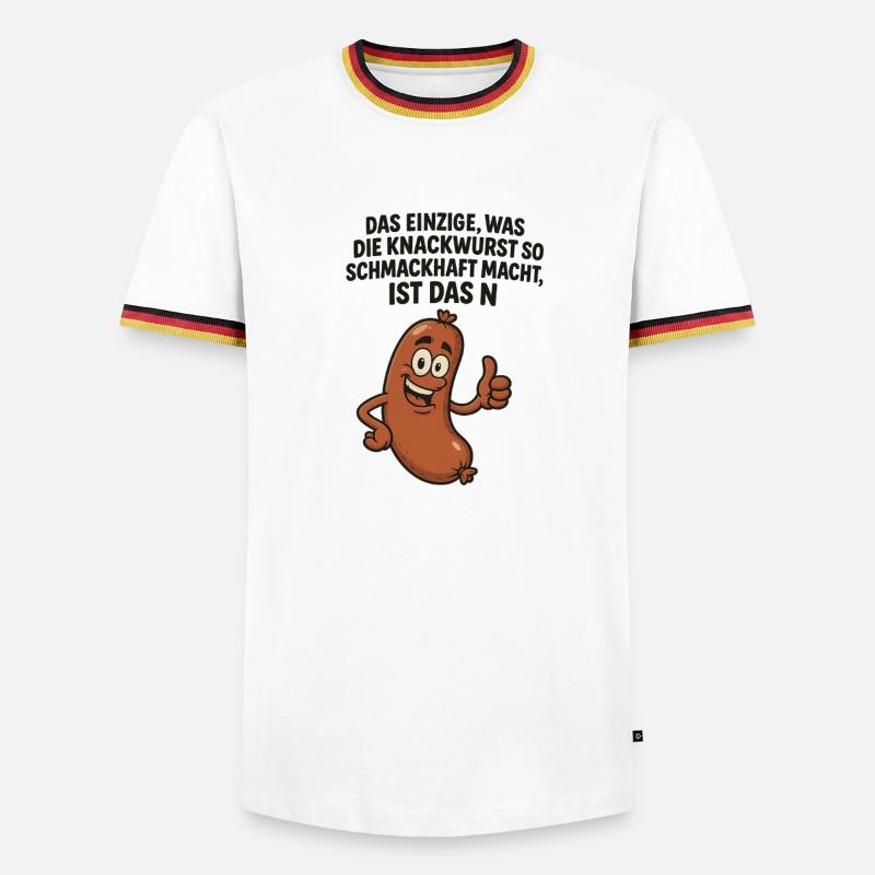 Knackwurst Lustiger Spruch - Männer Kontrast-T-Shirt - Weiß/Dreifarbig