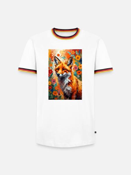Fox flowers abstract fox lover gift - Men's Ringer Shirt - white/tricolour
