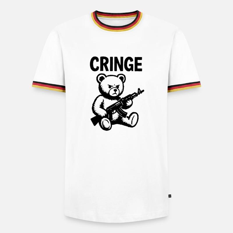 Cring Bär mit Gewehr - Männer Kontrast-T-Shirt - Weiß/Dreifarbig