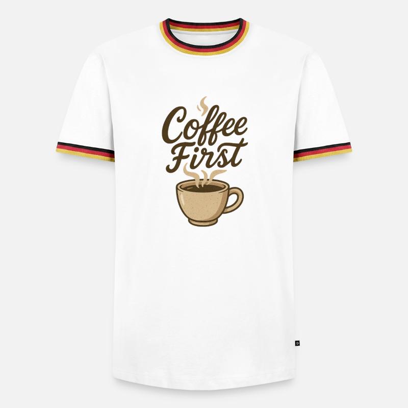 Coffee First Kaffee Illustration - Men's Ringer Shirt - white/tricolour