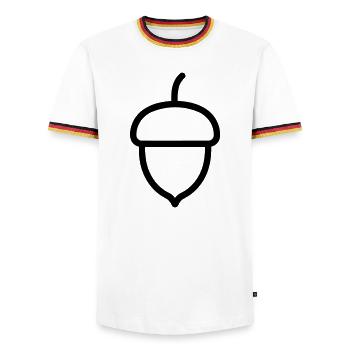 acorn - Men's Ringer Shirt - white/tricolour - Front - AI Model Female 172 light (172cm) & AI Model Male 185 light (185cm)