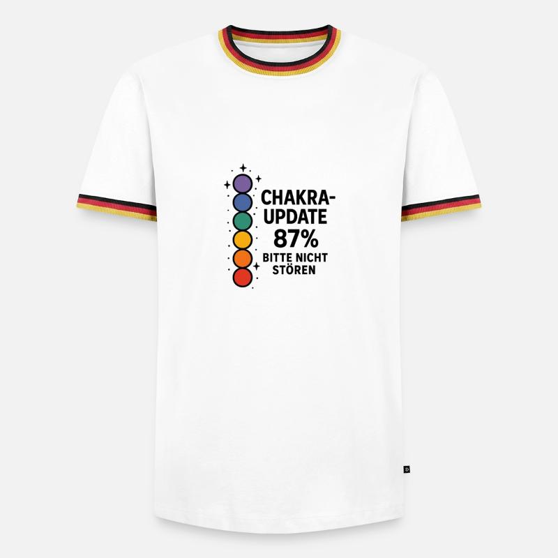 CHAKRA-UPDATE 87 % – Bitte nicht stören - Männer Kontrast-T-Shirt - Weiß/Dreifarbig