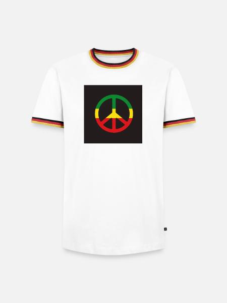 Reggae Peace Sign - Men's Ringer Shirt - white/tricolour