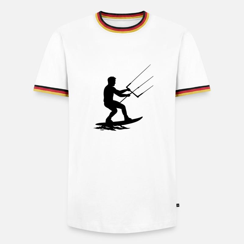 Cool Kitesurfer in Action – Dynamic Silhouette - Men's Ringer Shirt - white/tricolour