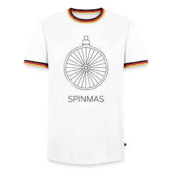 Spinmas Rad Ornament - Männer Kontrast-T-Shirt - Weiß/Dreifarbig - Vorne - AI Model Female 172 light (172cm) & AI Model Male 185 light (185cm)