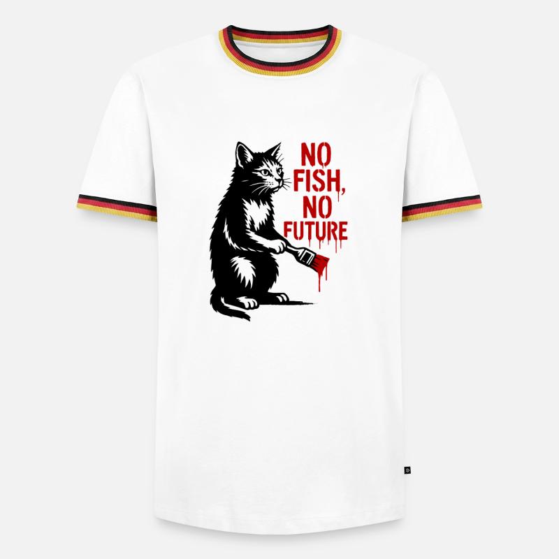 No Fish No Future Cat Graffiti - Men's Ringer Shirt - white/tricolour