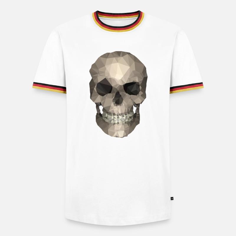 Polygon Geometrischer Schädel – Moderner Low Poly - Männer Kontrast-T-Shirt - Weiß/Dreifarbig