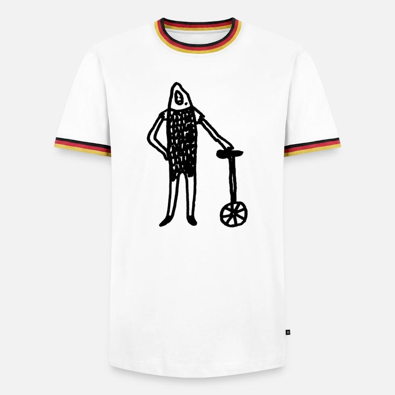 Ritter_mit_Einrad - Men's Ringer Shirt - white/tricolour