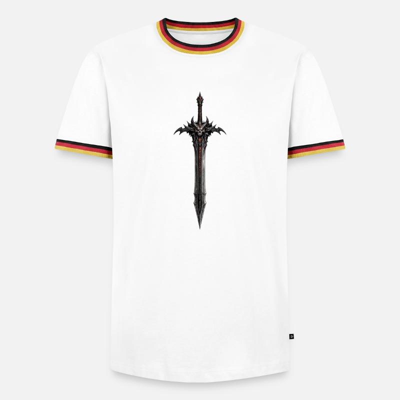 Dreadblade Schädelschwert - Männer Kontrast-T-Shirt - Weiß/Dreifarbig
