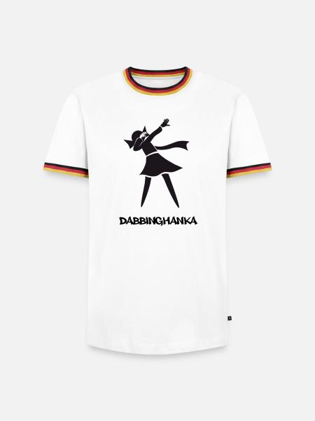 DABBING HANKA - Männer Kontrast-T-Shirt - Weiß/Dreifarbig