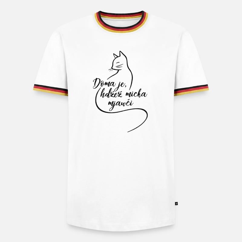 Doma je, hdźež micka mjawči. - Männer Kontrast-T-Shirt - Weiß/Dreifarbig