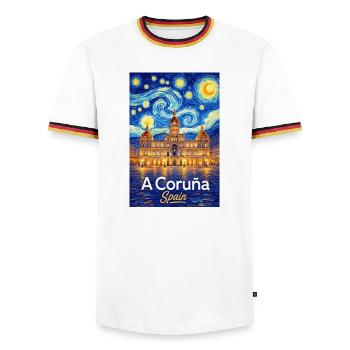 A Coruna Spain - Männer Kontrast-T-Shirt - Weiß/Dreifarbig - Vorne - AI Model Female 172 light (172cm) & AI Model Male 185 light (185cm)