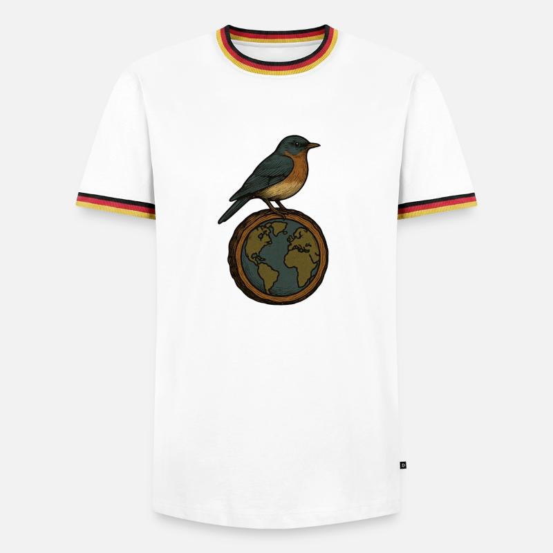 Robin on World Globe - Men's Ringer Shirt - white/tricolour