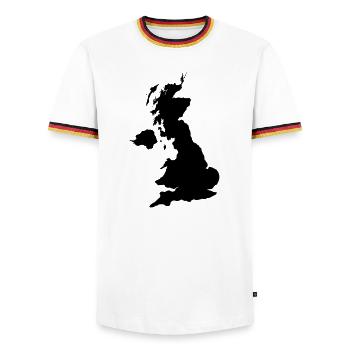England - Men's Ringer Shirt - white/tricolour - Front - AI Model Female 172 light (172cm) & AI Model Male 185 light (185cm)