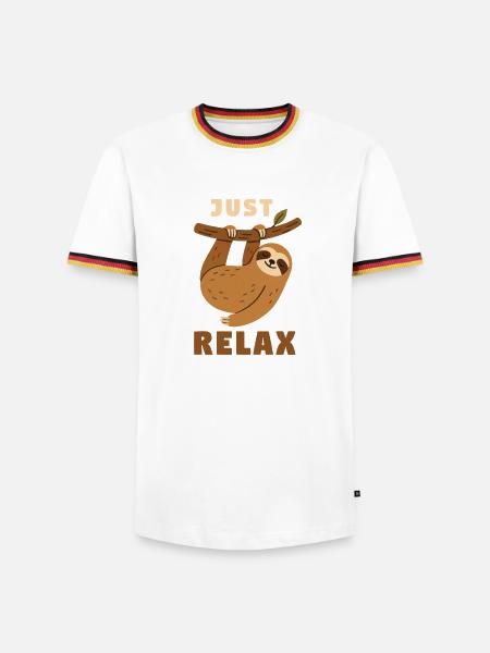 Just relax Faultier - Männer Kontrast-T-Shirt - Weiß/Dreifarbig