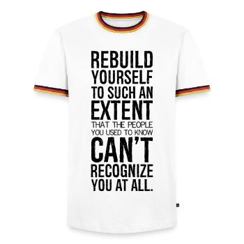 reconstruisez-vous à tel point que les gens - T-shirt contrasté Homme - blanc/tricolore - Devant - AI Model Female 172 light (172cm) & AI Model Male 185 light (185cm)