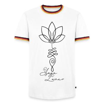 Yoga Lover Lotus Blume Spiritualität Meditation - Männer Kontrast-T-Shirt - Weiß/Dreifarbig - Vorne - AI Model Female 172 light (172cm) & AI Model Male 185 light (185cm)