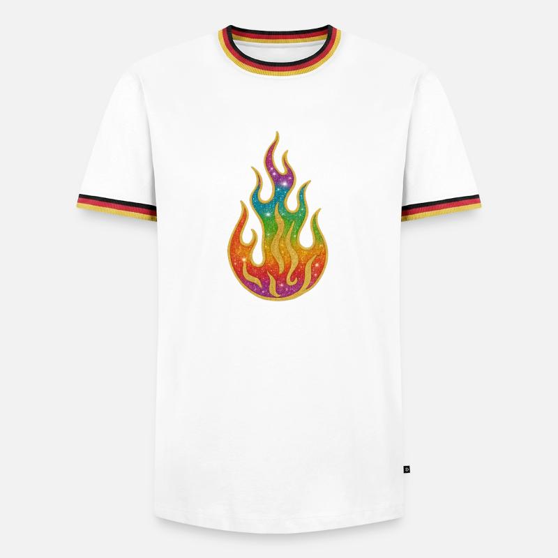 Fire | Rainbow Flame Glitter Splendor - Men's Ringer Shirt - white/tricolour