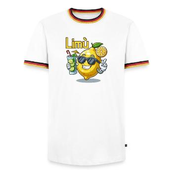 Lemon Character mit Sonnenbrille und Cocktail - Männer Kontrast-T-Shirt - Weiß/Dreifarbig - Vorne - AI Model Female 172 light (172cm) & AI Model Male 185 light (185cm)