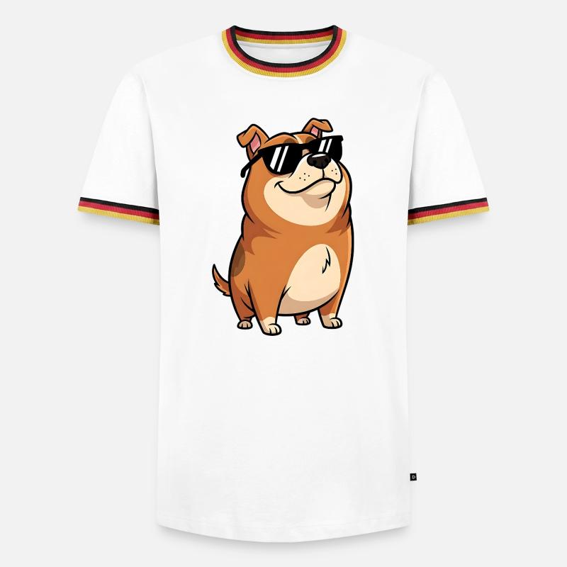 Dicker Dackel mit Sonnenbrille - Männer Kontrast-T-Shirt - Weiß/Dreifarbig