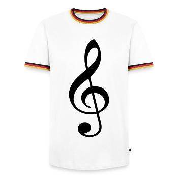 Clef - Men's Ringer Shirt - white/tricolour - Front - AI Model Female 172 light (172cm) & AI Model Male 185 light (185cm)