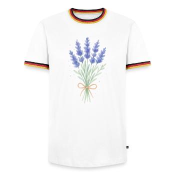 Lavender bouquet - Men's Ringer Shirt - white/tricolour - Front - AI Model Female 172 light (172cm) & AI Model Male 185 light (185cm)