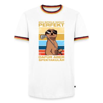 Je ne joue pas parfaitement Golfeur Golf Golf - T-shirt contrasté Homme - blanc/tricolore - Devant - AI Model Female 172 light (172cm) & AI Model Male 185 light (185cm)
