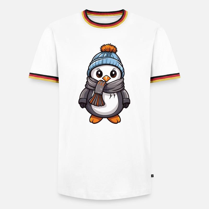 Penguin Comic Cute Winter - Men's Ringer Shirt - white/tricolour