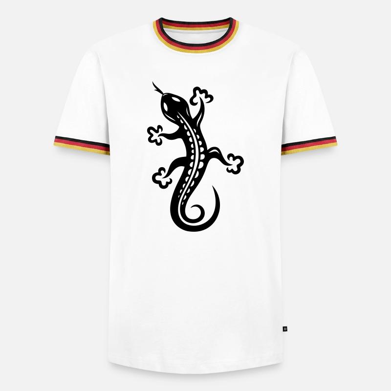 Small lizard, salamander, Tattoo. - Men's Ringer Shirt - white/tricolour