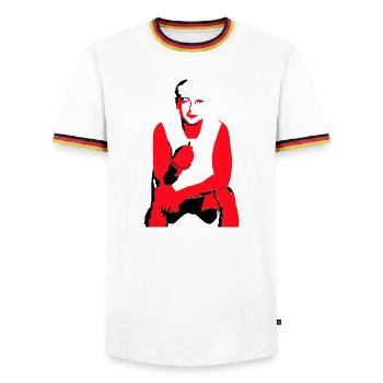 Frère - T-shirt contrasté Homme - blanc/tricolore - Devant - AI Model Female 172 light (172cm) & AI Model Male 185 light (185cm)