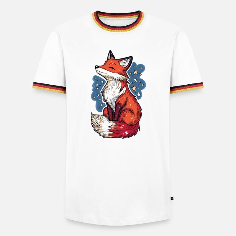 Fox and starry sky - Men's Ringer Shirt - black/tricolour