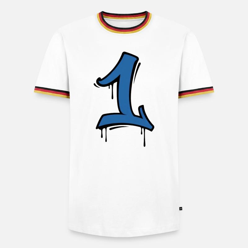 Graffiti Eins Neonblau - Männer Kontrast-T-Shirt - Weiß/Dreifarbig