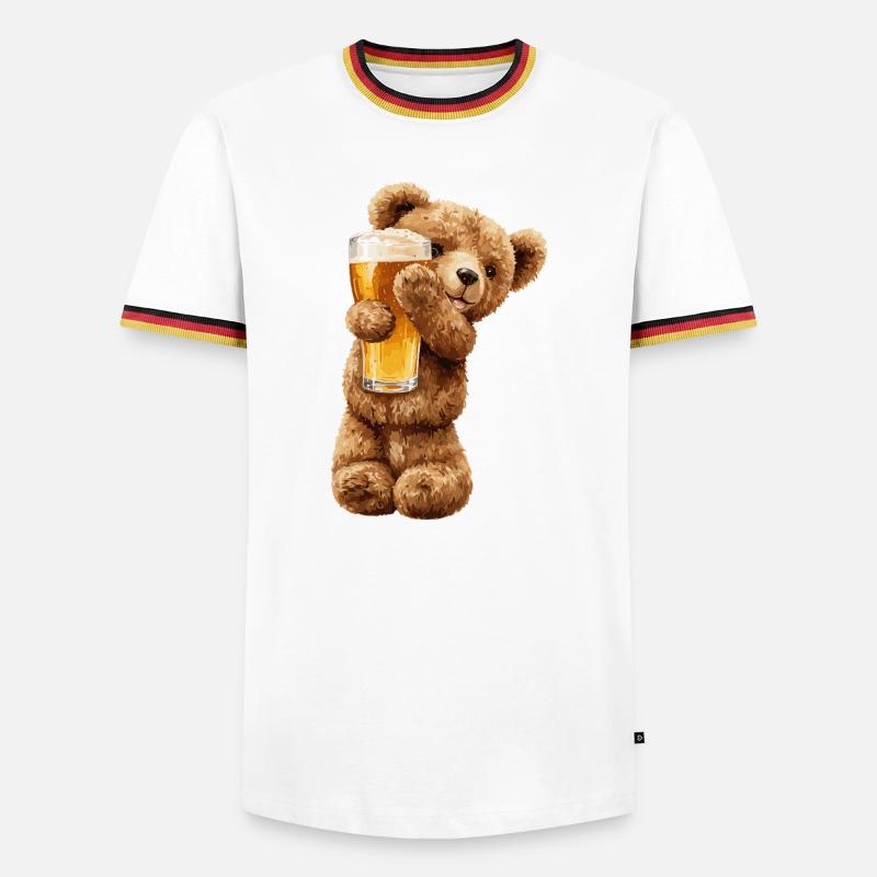 Bärchen mit Bierglas Bierchen Teddybär - Männer Kontrast-T-Shirt - Weiß/Dreifarbig
