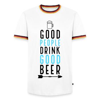 Bière - T-shirt contrasté Homme - blanc/tricolore - Devant - AI Model Female 172 light (172cm) & AI Model Male 185 light (185cm)