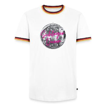 Schlager Queen - Men's Ringer Shirt - white/tricolour - Front - AI Model Female 172 light (172cm) & AI Model Male 185 light (185cm)
