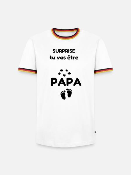 ÜBERRASCHUNG, du wirst ein VATER - Männer Kontrast-T-Shirt - Weiß/Dreifarbig